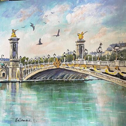 Peinture Pont Alexandre III par Lallemand Yves | Tableau Figuratif Acrylique Urbain