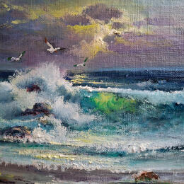 Peinture Marina al atardecer. par Cabello Ruiz Jose | Tableau