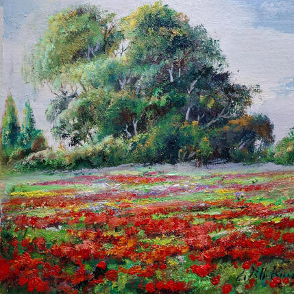 Gemälde Arboledas con amapolas von Cabello Ruiz Jose | Gemälde