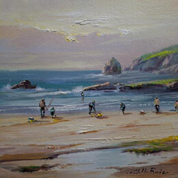 Peinture Faenando en la playa par Cabello Ruiz Jose | Tableau