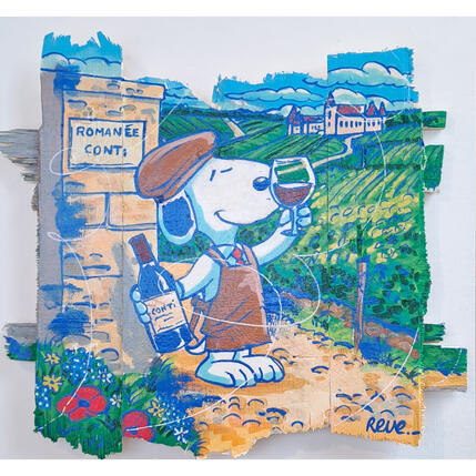 Gemälde Snoopy X Romanée Conti von Revel | Gemälde Pop-Art Pop-Ikonen