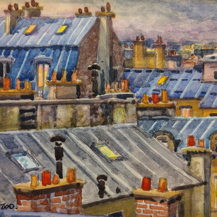 Painting Paris, les toits by Decoudun Jean charles | Painting