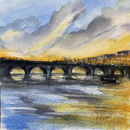 Painting Angers La Maine Lumière du soir  by Hoffmann Elisabeth | Painting