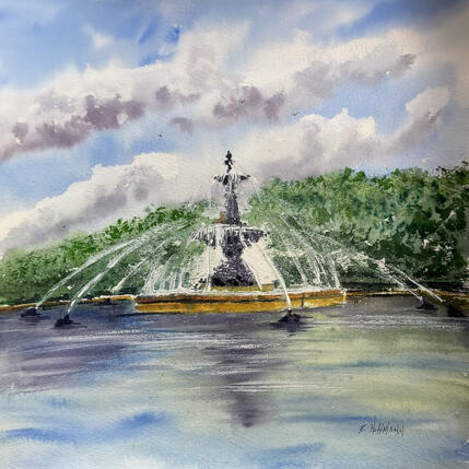 Pintura Angers Jardin du Mail La fontaine  por Hoffmann Elisabeth | Pintura