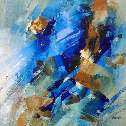 Painting In bleu by Virgis | Painting Abstract Oil Minimalist
