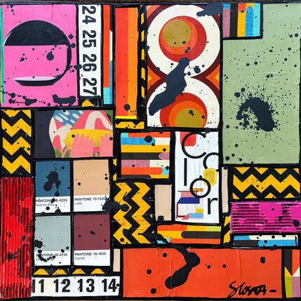 Peinture Graphic & Color par Costa Sophie | Tableau Pop-art Acrylique, Collage, Upcycling