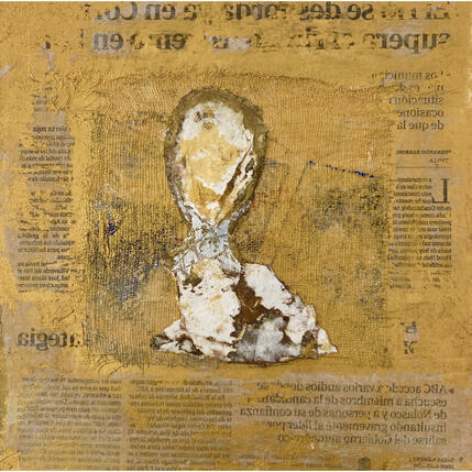 Gemälde Le poète von Rocco Sophie | Gemälde Art brut Acryl, Collage, Sand