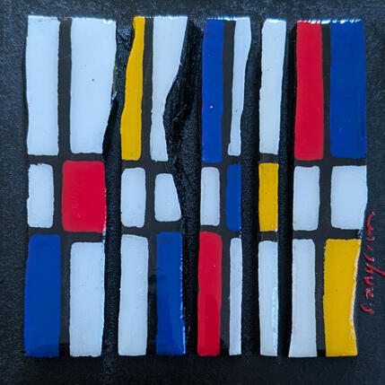 Peinture Bc5 hommage Mondrian par Langeron Luc | Tableau