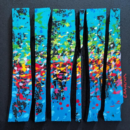 Peinture Bc6 Prairie rouge jaune par Langeron Luc | Tableau