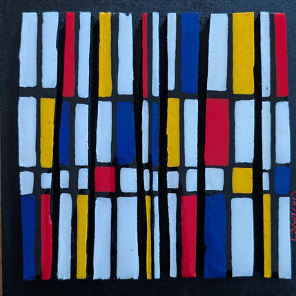 Peinture Bc7 hommage Mondrian par Langeron Luc | Tableau