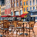 Peinture Grande place terrasse café 3 par JP BRU | Tableau