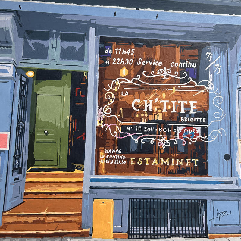 Peinture La chtite Brigitte Estaminet par JP BRU | Tableau