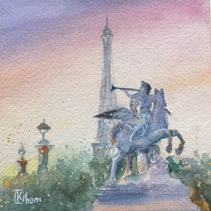 Gemälde Close to the tower von Khomyakova  Liliya  | Gemälde Figurativ Aquarell Architektur, Landschaften, Natur