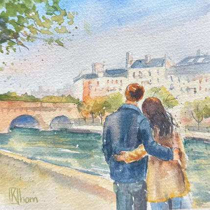 Gemälde Seine von Khomyakova  Liliya  | Gemälde Figurativ Aquarell Architektur, Landschaften, Natur