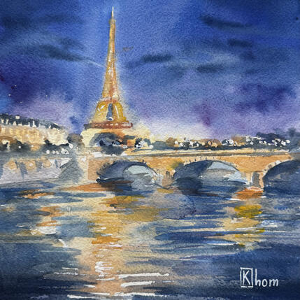 Gemälde  Paris never sleep von Khomyakova  Liliya  | Gemälde Figurativ Aquarell Alltagsszenen, Architektur, Landschaften, Pop-Ikonen