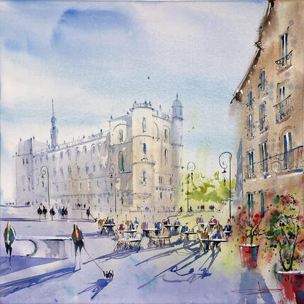 Pintura place de café au château de Saint Germain en Laye  por Bailly Kévin  | Pintura