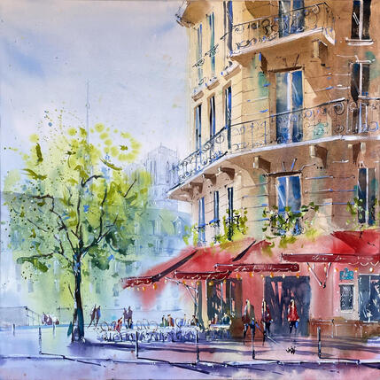 Pintura Terrasse de café parisien  por Bailly Kévin  | Pintura