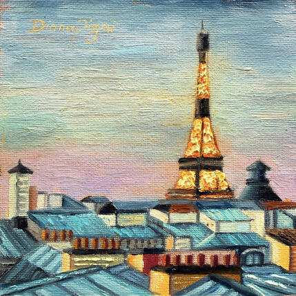 Painting Golden Paris at Dusk by Pigni Diana | Painting