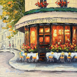 Painting Evening Glow at Café de Flore by Pigni Diana | Painting