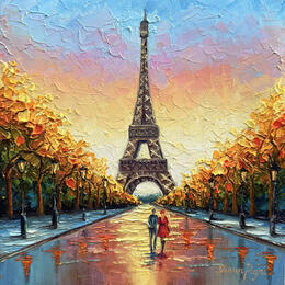 Pintura Love Beneath the Paris Sky por Pigni Diana | Pintura