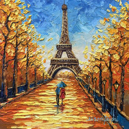 Pintura Autumn Walk in Paris por Pigni Diana | Pintura