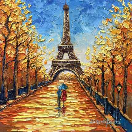 Painting Autumn Walk in Paris by Pigni Diana | Painting