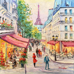Painting Parisian Glow at Dusk by Pigni Diana | Painting