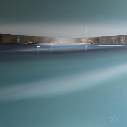 Gemälde Ambiance marine 88 von Roussel Marie-Ange et Fanny | Gemälde Figurativ Öl Marine, Minimalistisch