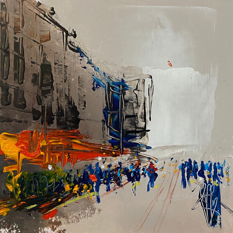 Peinture Jour de ville par Raffin Christian | Tableau Figuratif Urbain Huile