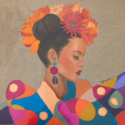 Pintura Andreza por Rosângela | Pintura Figurativo Acrílico, Hoja de oro