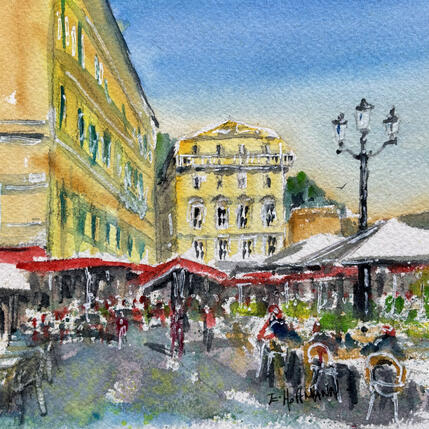 Peinture Nice Saleya couleurs de marché par Hoffmann Elisabeth | Tableau