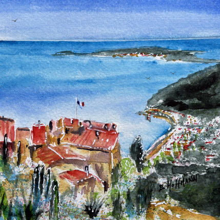 Peinture Eze envolée Méditerranéenne par Hoffmann Elisabeth | Tableau