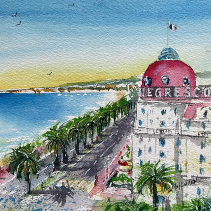 Peinture Nice Negresco ensoleillé par Hoffmann Elisabeth | Tableau