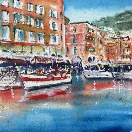 Peinture Villefranche-sur-mer reflets du port par Hoffmann Elisabeth | Tableau