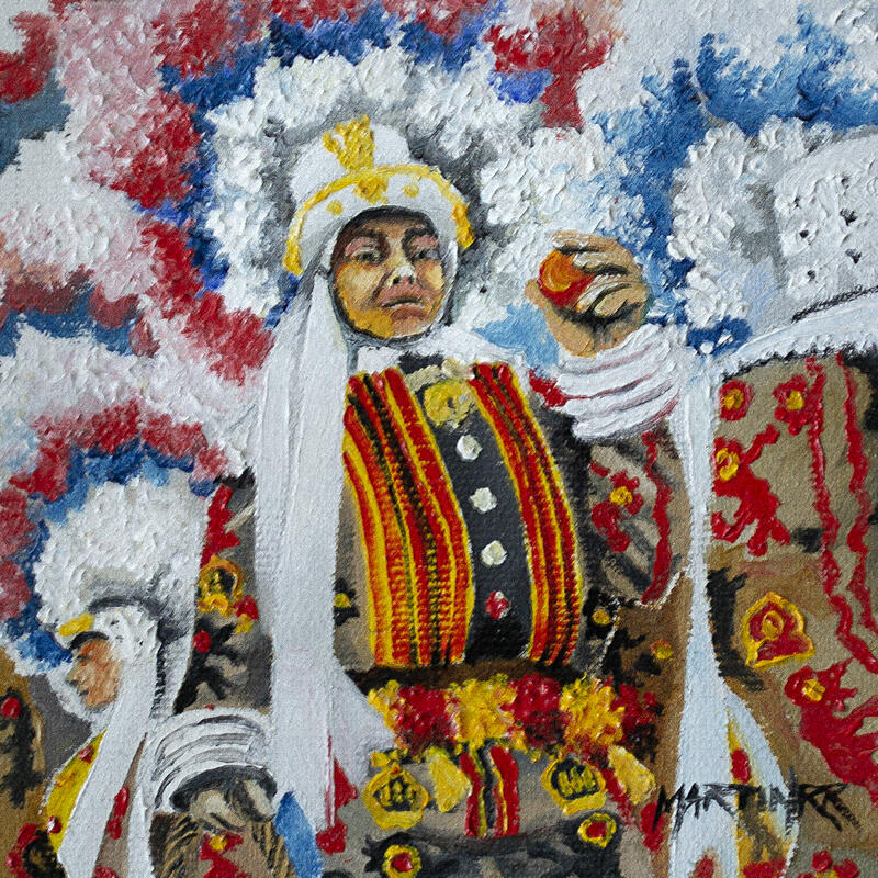 Painting Binche Carnival by Rodriguez Rio Martin | Painting Figurative Urban Oil