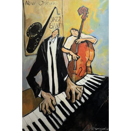 Peinture Piano et contrebasse par Signamarcheix Bernard | Tableau