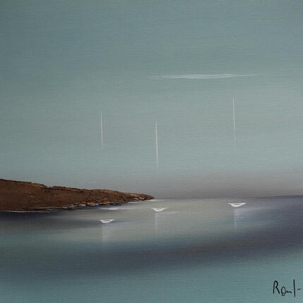 Painting Sérénité 89 by Roussel Marie-Ange et Fanny | Painting Figurative Oil Marine, Minimalist