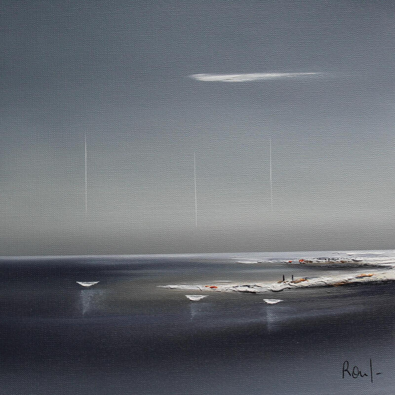 Painting Evasion marine 89 by Roussel Marie-Ange et Fanny | Painting Figurative Marine Minimalist Oil