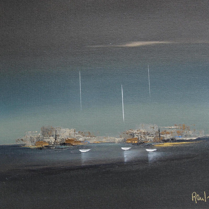 Painting Impression marine 89 by Roussel Marie-Ange et Fanny | Painting Figurative Marine Minimalist Oil