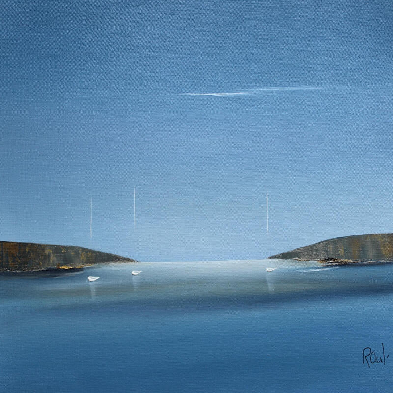 Painting Plénitude 89 by Roussel Marie-Ange et Fanny | Painting Figurative Marine Minimalist Oil