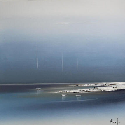 Painting Evasion 89 by Roussel Marie-Ange et Fanny | Painting Figurative Oil Marine, Minimalist
