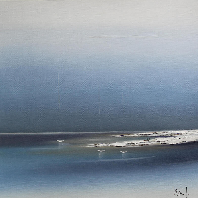 Painting Evasion 89 by Roussel Marie-Ange et Fanny | Painting Figurative Marine Minimalist Oil