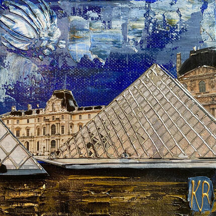 Peinture Paris, la nuit  par Romanelli Karine | Tableau Figuratif Acrylique, Collage Scènes de vie