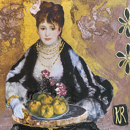 Peinture Le regard d’Audrey  par Romanelli Karine | Tableau Figuratif Acrylique, Collage Portraits, Scènes de vie