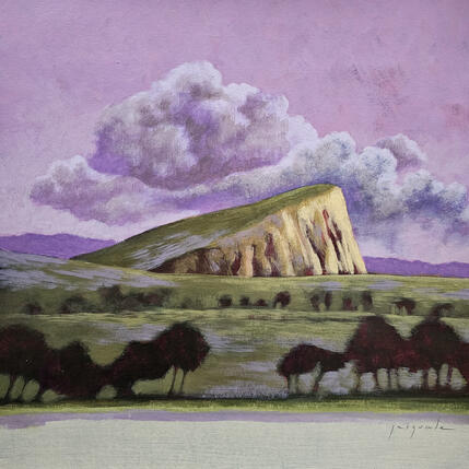 Gemälde Pic St Loup 12 von Pasquale | Gemälde Figurativ Acryl Architektur, Landschaften, Natur