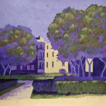Gemälde Place de la Canourgue 1 von Pasquale | Gemälde Figurativ Acryl Architektur, Landschaften, Natur