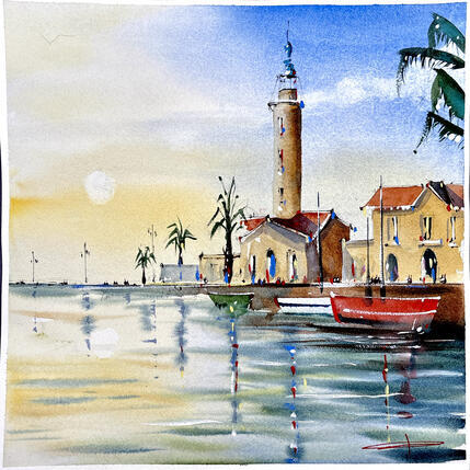 Painting Couché au grau du roi  by Bailly Kévin  | Painting Figurative Ink, Watercolor Architecture, Urban