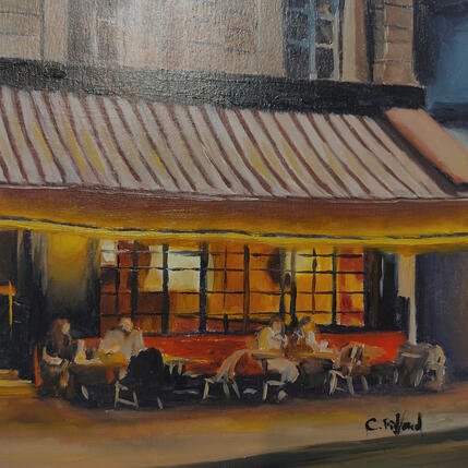 Peinture Vie nocturne par Piffard Cédric | Tableau Figuratif Huile Architecture, Scènes de vie, Urbain