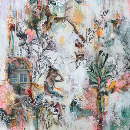 Painting L'amour a des ailes by Bergeron Marie-Josée | Painting