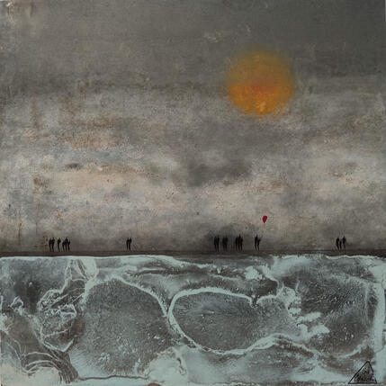 Peinture Enza par Manconi Gil | Tableau Matiérisme Métal, Upcycling Paysages